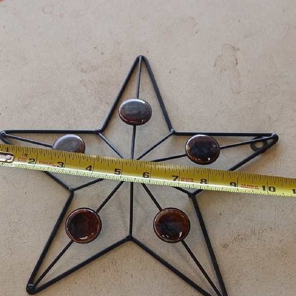 Black Metal Star Wall Decor with Brown Accents - Picture 3 of 7